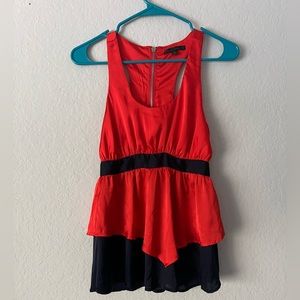 Urban Outfitters Size XS. Silky Satin Blouse Red and Navy.  Lucca Culture